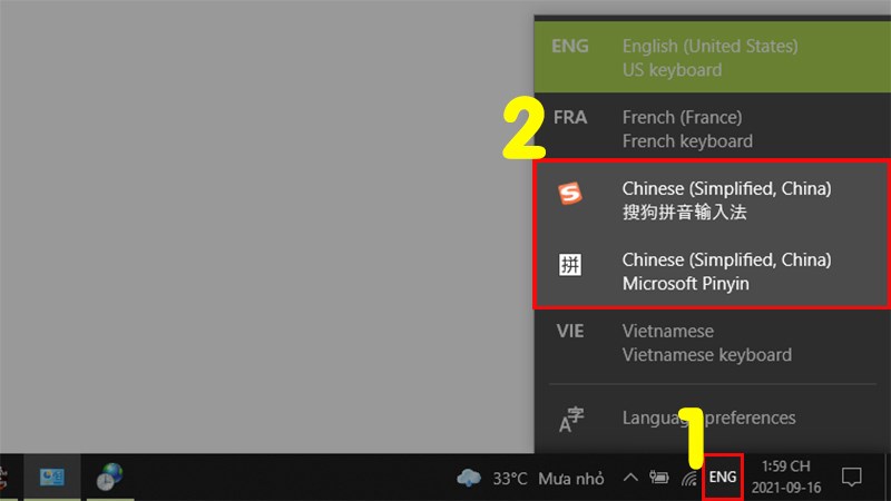 Chọn Chinese (Simplified, Chin a) > Ấn vào biểu tượng bàn phím chọn Sogou để bắt đầu sử dụng
